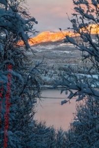 A sunset from the cabin window.